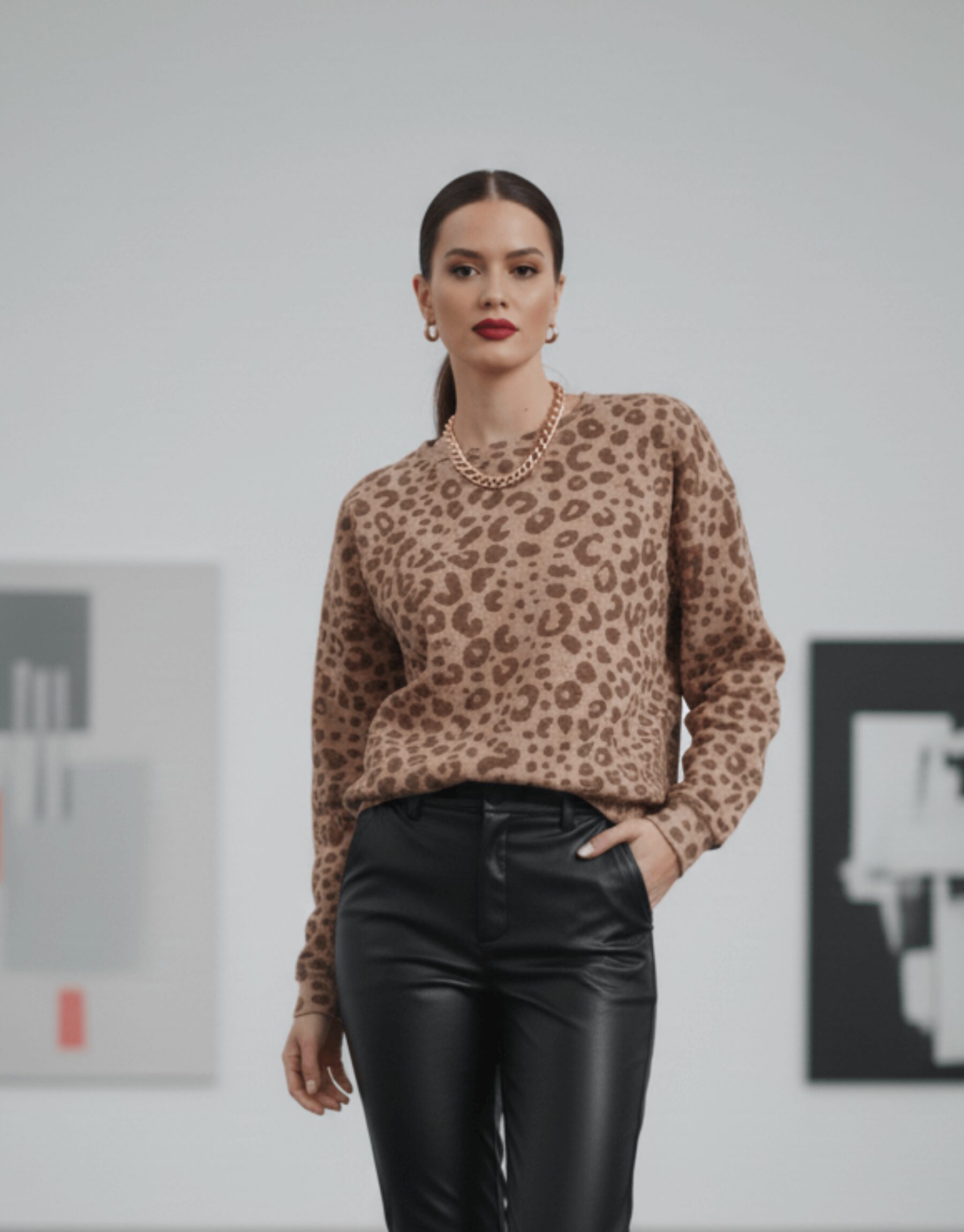 The "Velvet Roar" Signature Leopard Knit Sweatshirt