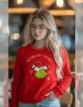 Red Grinch Holiday Fleece Fabric Sweatshirt - Women's