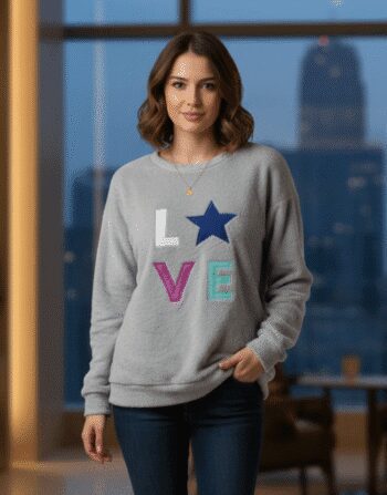 Women’s Luxury Lambswool "LOVE" Sweatshirt – Premium Textured Knit
