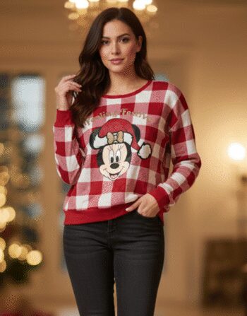 Luxe Velvet Holiday Sweatshirt - Premium Festive Plaid Top