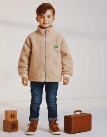 Premium Toddler Sherpa Fleece Jacket | Beige Luxury Outerwear