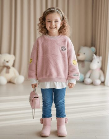 Luxury Girls' Pink Sherpa Fleece Set | Designer Toddler Fashion