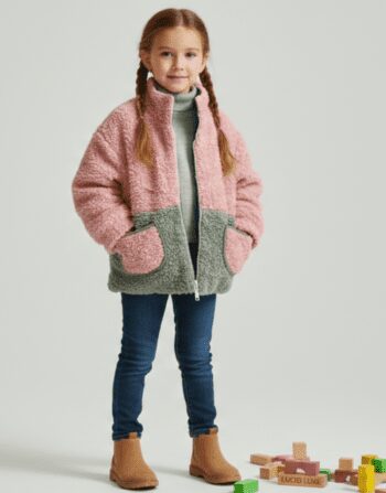 Luxury Kids Color-Block Borg Fleece Jacket – Rose & Sage