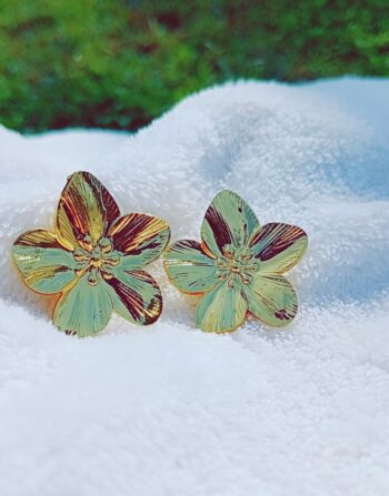 18k Gold Plated Textured Flower Stud Earrings | Floral Jewelry for Women