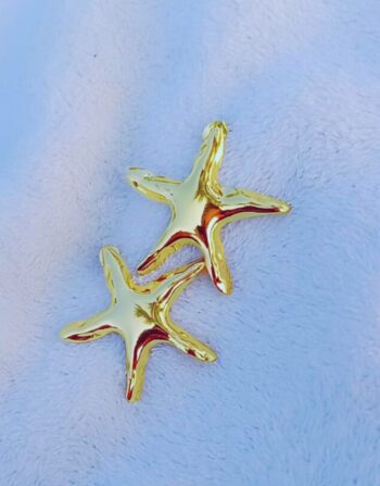 18K Gold Plated Stainless Steel Starfish Earrings | Waterproof Tarnish-Free Sea Star Statement Studs
