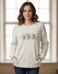 Luxury Lambswool Mouse-Embroidery Fleece Sweatshirt – Ultra-Soft Cozy Pullover with Pockets