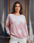 Women's Luxury Pink Velvet Star Sweatshirt | Premium Loungewear