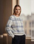 Women's Luxury Plaid Lambswool Sweatshirt | Soft & Sustainable
