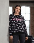 Premium Black Velvet Minnie Mouse Graphic Sweatshirt – Luxury Soft-Touch Women’s Pullover