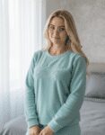 Soft Fleece Loungewear – Mint Green Slumber Party Embroidered Sweatshirt