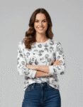 Women’s Mickey Mouse Velvet Sketch Print Long Sleeve Top' Casual Graphic Sweatshirt