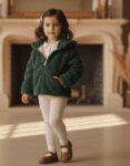 Premium Teddy Fleece Jacket for Girls – Deep Emerald Green