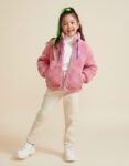 Luxury Kids Pink Teddy Fleece Jacket | Oversized Cozy Winter Coat for Girls