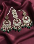Gold Plated Kundan Bindia Earrings with Real Stones