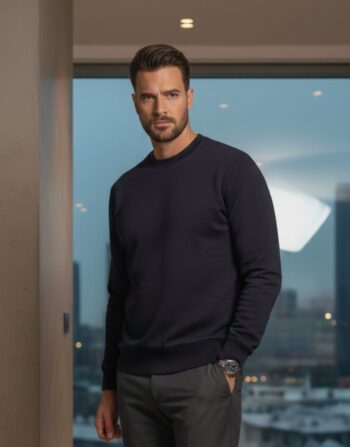 Luxury Men's Dark Blue Crewneck Sweatshirt
