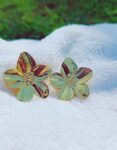18k Gold Plated Textured Flower Stud Earrings | Floral Jewelry for Women
